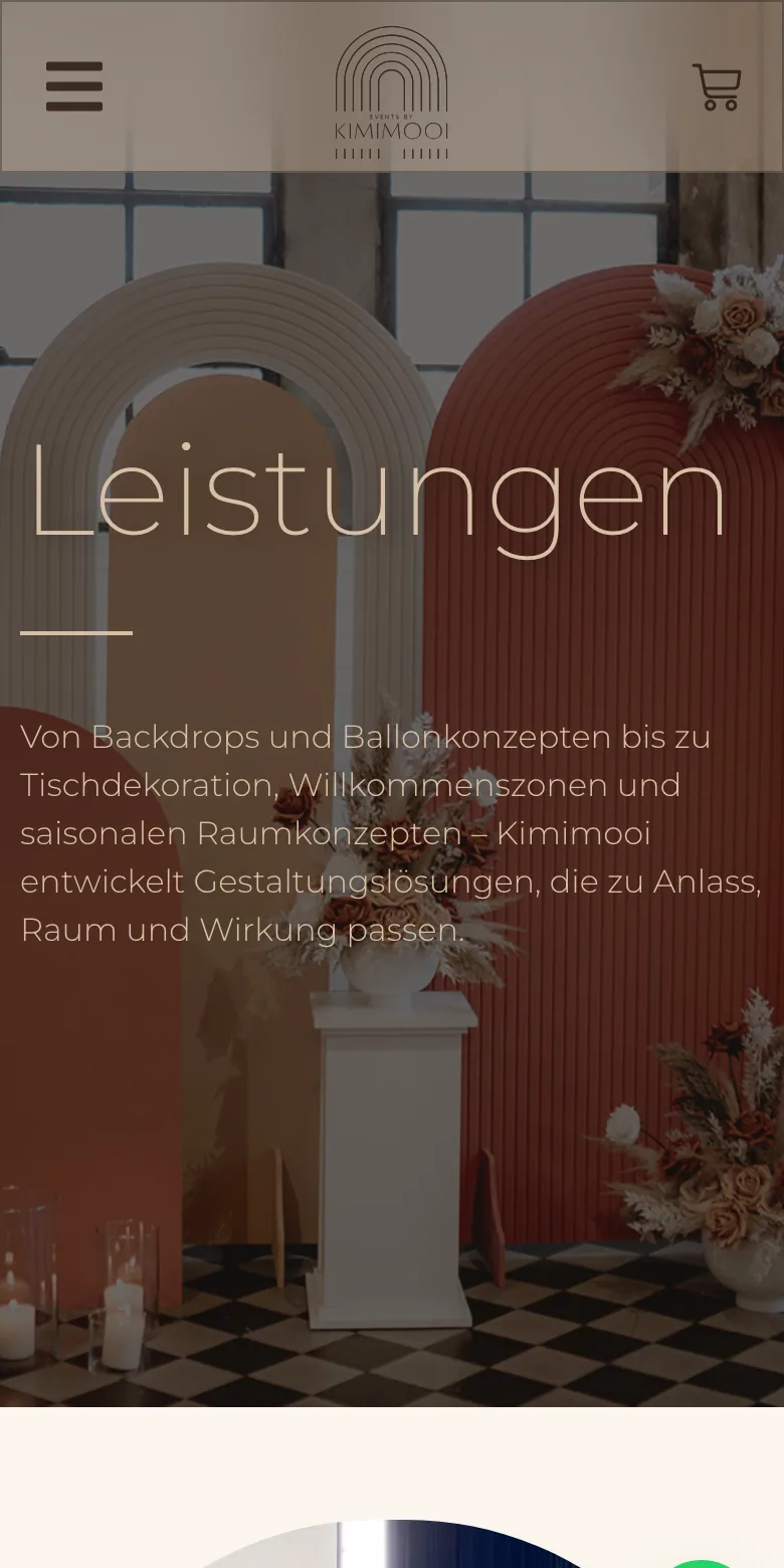 Kimimooi services page on mobile